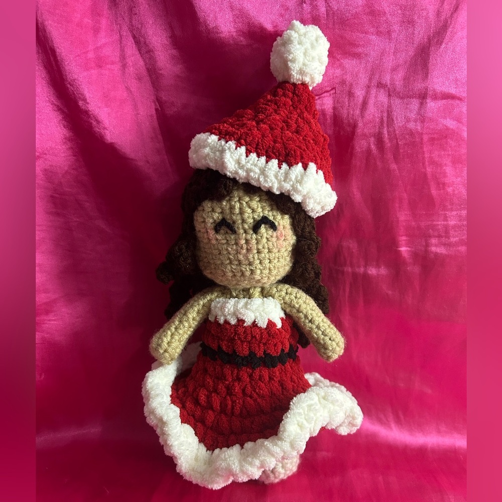 Handmade Crochet Christmas Doll, one of a kind💗